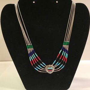 Sterling Heart and Beaded Necklace